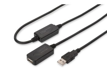 Kabel przedłużający USB 2.0 HighSpeed Typ USB A/USB A M/Ż aktywny 20m Czarny