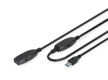 Kabel przedłużający USB 3.0 SuperSpeed Typ USB A/USB A M/Ż aktywny Czarny 10m