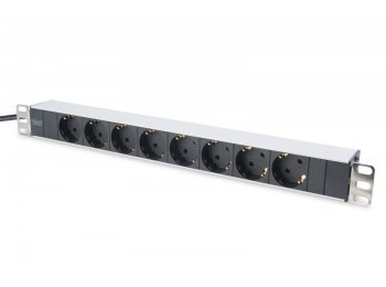 Listwa zasilająca PDU 19" RACK 8xSchuko, 2m 1xSchuko, 16A, aluminiowa