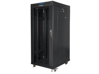 Szafa rack stojąca 19 cali 27U 800x1200 czarna drzwi szklane LCD FLAT PACK