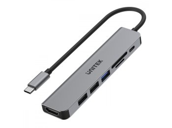 HUB USB-C 7w1 Aluminium PD 100W ; 5 Gbps ; HDMI 4K