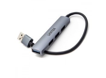 Hub USB-A; 3x USB-A 2.0; 1x USB-A 5 Gbps Aluminiowy