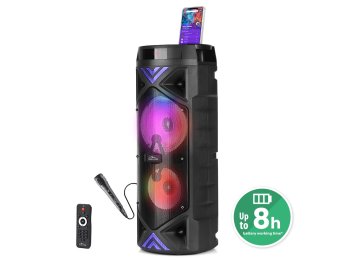 Głośnik FUNBOX KEG PRO MT3182 Karaoke/Bluetooth 5.0+EDR/FM/MP3/MicroSD/USB/Equalizer/AUX/Jack 6.3/Pilot/LED/RMS 50W/PMPO 1400W