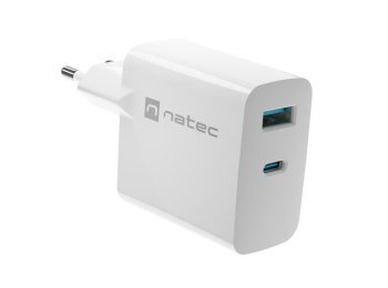 Ładowarka sieciowa Ribera GAN 1X USB-A + 1X USB-C 45W Biała