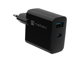 Ładowarka sieciowa Ribera GAN 1X USB-A + 1X USB-C 45W Czarna
