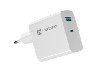 Ładowarka sieciowa RIBERA GAN 1X USB-A + 1X USB-C 65W Biała