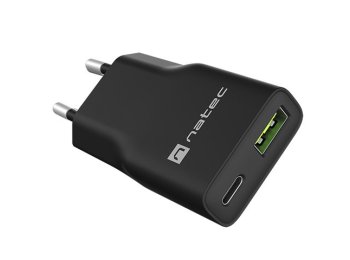Ładowarka sieciowa slim RiberaGAN 1xUSBC+1xUSB-A 20W
