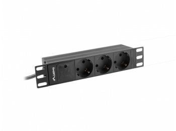 Listwa zasilająca Rack PDU 10 cali 1U 3x Schuko 2m 10A czarna C14