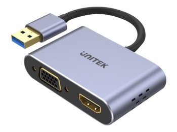 UNITEK V1304A adapter kablowy 0,15 m USB Typu-A HDMI + VGA (D-Sub) Szary