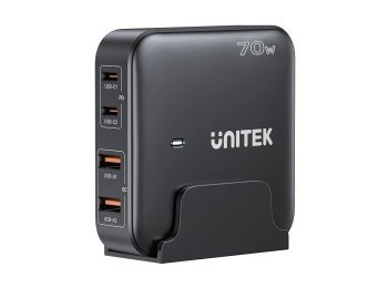 UNITEK ŁADOWARKA BIURKOWA GAN 70W 2XUSB-A 2XUSB-C
