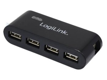 HUB USB 2.0 4-portowy z zasilaczem, czarny