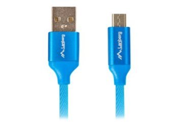 Kabel Lanberg Premium CA-USBM-20CU-0010-BL (USB 2.0 - Micro USB typu B ; 1m; kolor niebieski)