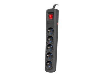Listwa przeciwprzepięciowa Bercy 400 1,5m (5 gniazd) Czarna
