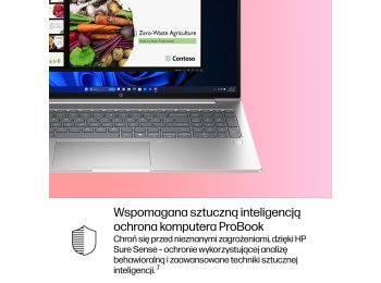 HP ProBook 4 G1i AI Intel Core Ultra 7 255H Laptop 40,6 cm (16") WUXGA 16 GB DDR5-SDRAM 512 GB SSD Wi-Fi 6E (802.11ax) Windows 11 Pro AI PC Srebrny