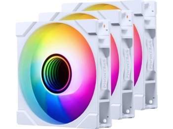 Wentylator PHANTEKS M25 Gen2 PWM D-RGB, 3-pak - odwrotne ostrze, 120mm, biały