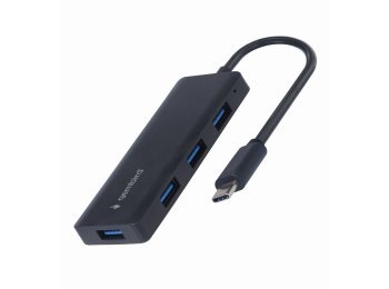 HUB 4-portowy USB 3.1 (Gen 1) typu C, czarny