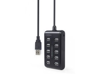 HUB USB 2.0 10-portowy czarny