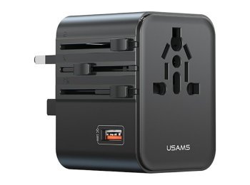 Ładowarka Travel Adapter 25W US/AU/EU/UK 2xUSB-C czarny 4w1