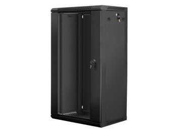 Szafa instalacyjna wisząca 19 cali 22U 600X450mm czarna (drzwi szklane)
