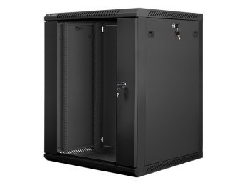 Szafa instalacyjna wisząca 19 cali 15U 600X600mm czarna (drzwi szklane)