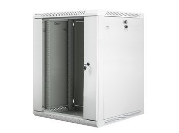 Szafa instalacyjna wisząca 19 cali 15U 600X600mm szara (drzwi szklane)
