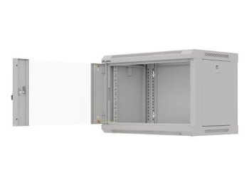 Szafa instalacyjna rack wisząca 19" 6U 540x350 szara drzwi przeszklone ( flat pack)