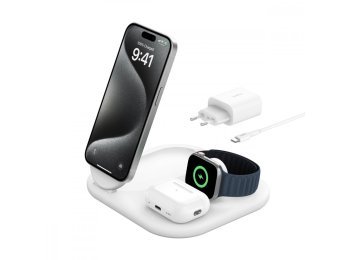 Magnetyczna podstawka ładująca BOOSTCHARGE 3w1 Qi2 15W biała składana