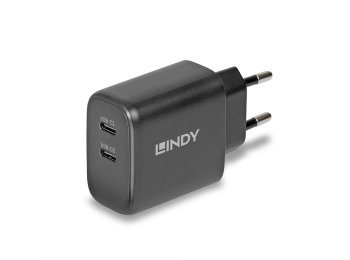 Lindy 73438 ładowarka do urządzeń przenośnych Uniwersalne Czarny Prąd przemienny Szybkie ładowanie Wewnętrzna