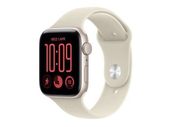 Smartwatch Watch SE 3 GPS, koperta 44mm z aluminium w kolorze księżycowej poświaty, pasek sportowy w kolorze piaskowym - rozmiar S/M