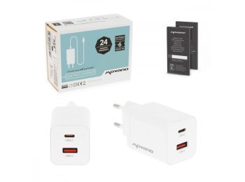 Ładowarka GaN 45W USB-C PD + USB-A (biała)
