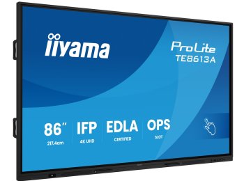 iiyama TE8613A-B2AG signage display Kiosk 2,17 m (85.6") Wi-Fi 500 cd/m2 4K Ultra HD Czarny Ekran dotykowy Procesor wbudowany Android 24/7
