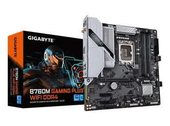 Płyta główna Gigabyte B760M GAMING PLUS WIFI DDR4 (wersja 1.0) | Rodzina procesorów Intel | Gniazdo procesora LGA1700 | Pamięć DDR4 | Obsługiwane interfejsy dysków twardych SATA, M.2 | Ilość złączy SATA: 4