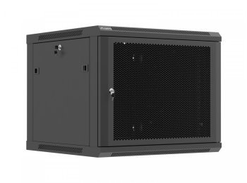 Szafa instalacyjna rack wisząca 19 cali 9U 600x600 czarna drzwi perforownae ( flat pack)