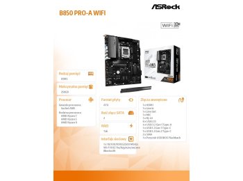 Płyta główna B850 PRO-A WIFI AM5 4DDR5 ATX