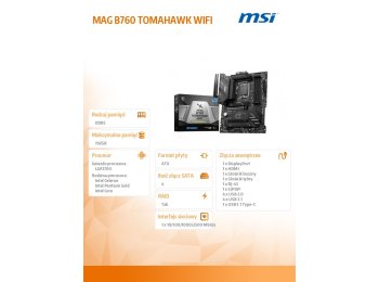 Płyta główna MAG B760 TOMAHAWK WIFI s1700 4DDR5 DP/HDMI ATX
