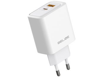Ładowarka sieciowa 45W USB-A/USB-C GaN PD biała