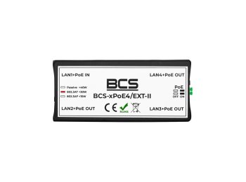 BCS BCS-xPoE4/EXT-II Wzmacniacz sieciowy Czarny 100 Mbit/s