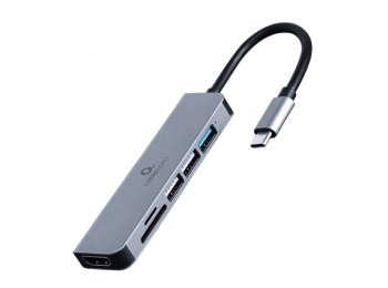 Adapter wieloportowy USB-C 6w1, HDMI, USB 3.1, USB 2.0x2, czytnik kart