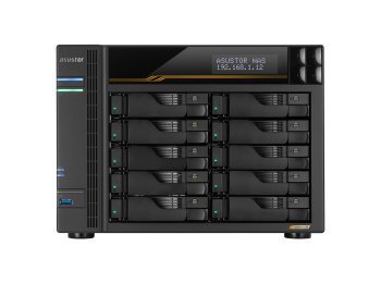NAS Asustor AS6810T; Tower; 10x (3.5" SATA HDD/ 2.5" SSD); AMD Ryzen Embedded V3C14; 16G ECC DDR5 SODIMM (max. 64GB), 2x 10GbE, 2x 5GbE, 4x M.2 2280 NVMe PCIe 4.0, 2x USB4, 2x USB 3.2 Gen, 1x optional 10 GbE card