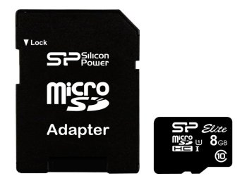 Karta pamięci Silicon Power microSDHC Elite 8GB CL10 UHS-1 (U1) + ADAPTER microSD-SD (SP008GBSTHBU1V10SP)