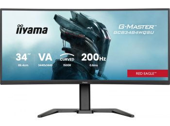 Monitor G-Master 34 cale GCB3484WQSU-B2,VA,UWQHD,200Hz,1500R,21:9, 450cd, 2x5W, PIP, PBP, 2xHDMI, DP, 2xUSB 3.2, 2xUSB-C, Dual mode: 1728x720 @400