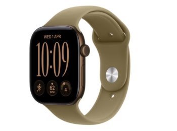 Watch seria 12 GPS+Cellular, koperta 46 mm z aluminium w kolorze ciemnego brązu, pasek sportowy w kolorze oliwki - rozmiar M/L