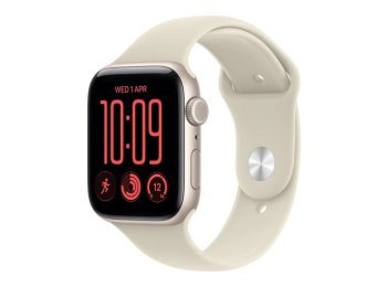 Smartwatch Watch SE 3 GPS + Cellular, koperta 44mm z aluminium w kolorze księżycowej poświaty, pasek sportowy w kolorze piaskowym - rozmiar S/M