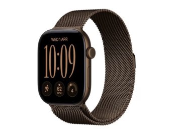 Watch Series 12 GPS+Cellular, koperta 46 mm z aluminium w kolorze ciemnego brązu, bransoleta mediolańska w kolorze ciemnego brązu - rozmiar M/L