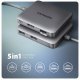 Axagon N HMC-5HL USB 5Gbps hub 2x USB-A HDMI 4k/60Hz RJ-45 GLAN PD 100W kabel USB-C Przewodowa USB 3.2 Gen 1 (3.1 Gen 1) Type-C Srebrny