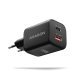 ACU-PQ100 Ładowarka sieciowa GaN 100W, 2x port (USB-C + USB-A), PD3.0/PPS/QC4+, mini, czarna