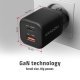 ACU-PQ100 Ładowarka sieciowa GaN 100W, 2x port (USB-C + USB-A), PD3.0/PPS/QC4+, mini, czarna