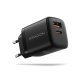 ACU-PQ33 Ładowarka sieciowa GaN 33W, 2x port (USB-C + USB-A), PD3.0/PPS/QC4+, czarna