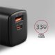 ACU-PQ33 Ładowarka sieciowa GaN 33W, 2x port (USB-C + USB-A), PD3.0/PPS/QC4+, czarna