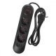 Listwa zasilająca MCE394 B, 1,5m|3 gniazda + 3xUSB. 110-240V AC 50/60Hz, 2.1A max 2500W, czarna